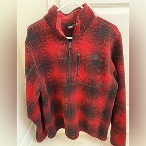 The North Face 1/4 Zip Pull Over in red and black plaid